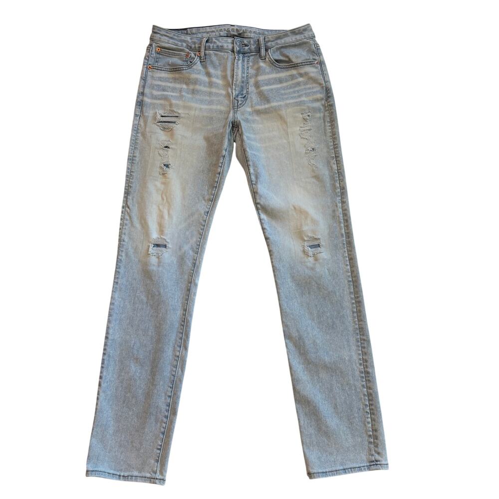 American Eagle Jeans Mens Size 34x34 (33x33) Blue Slim Distressed Stretch Ripped